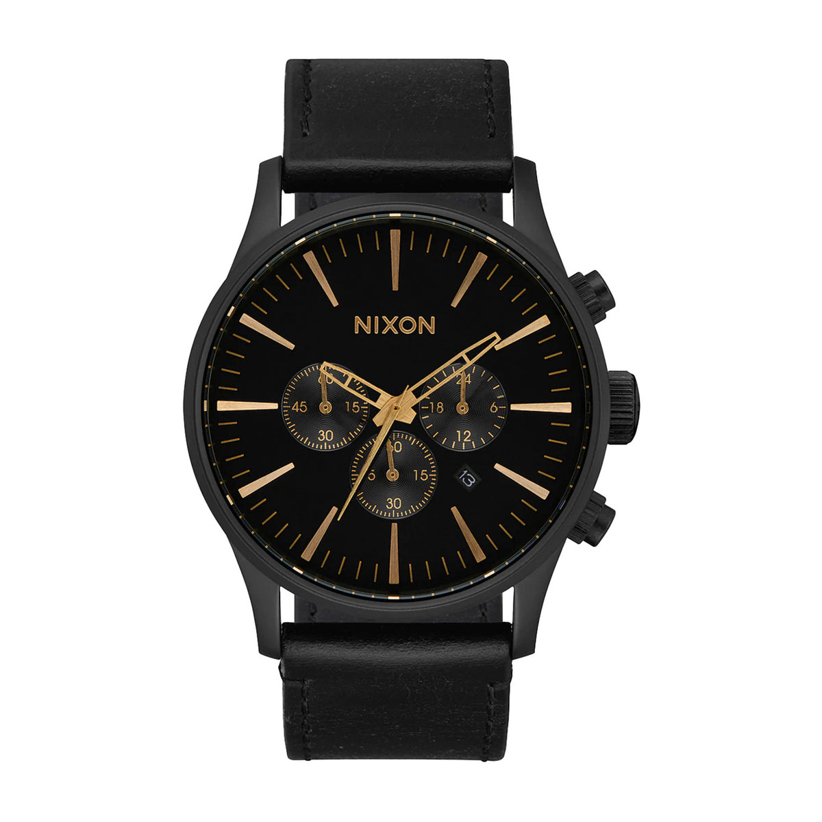 Sentry Chrono Leather, Matte Black/Gold/Black – EXOSHOP