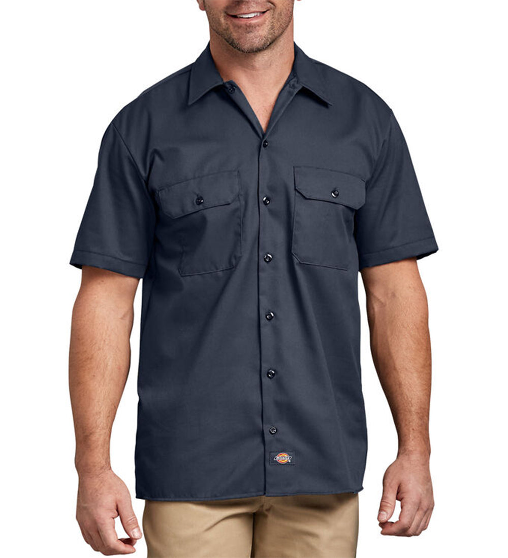 1574 S/S Button Front Solid Work Shirt, Navy – EXOSHOP