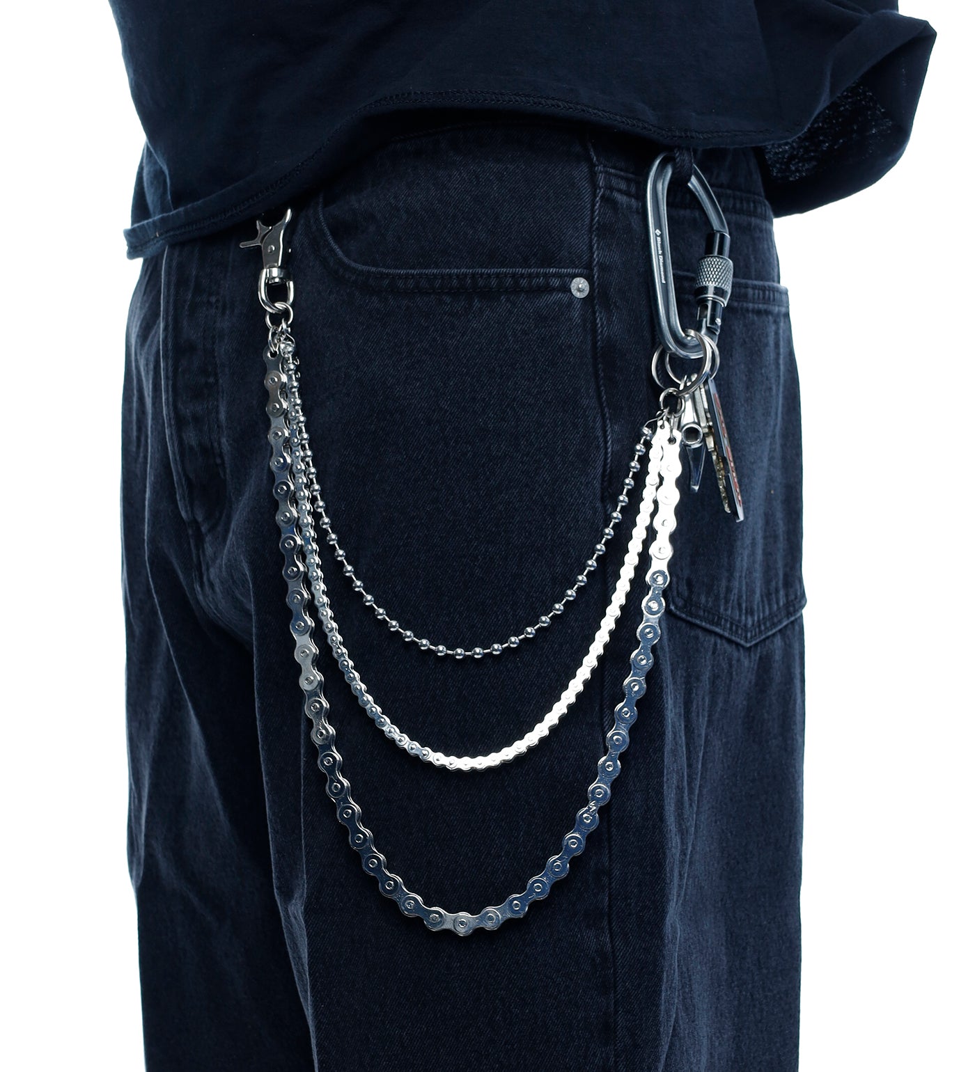Triple Beaded And Bike Wallet Chain, Silver – EXOSHOP