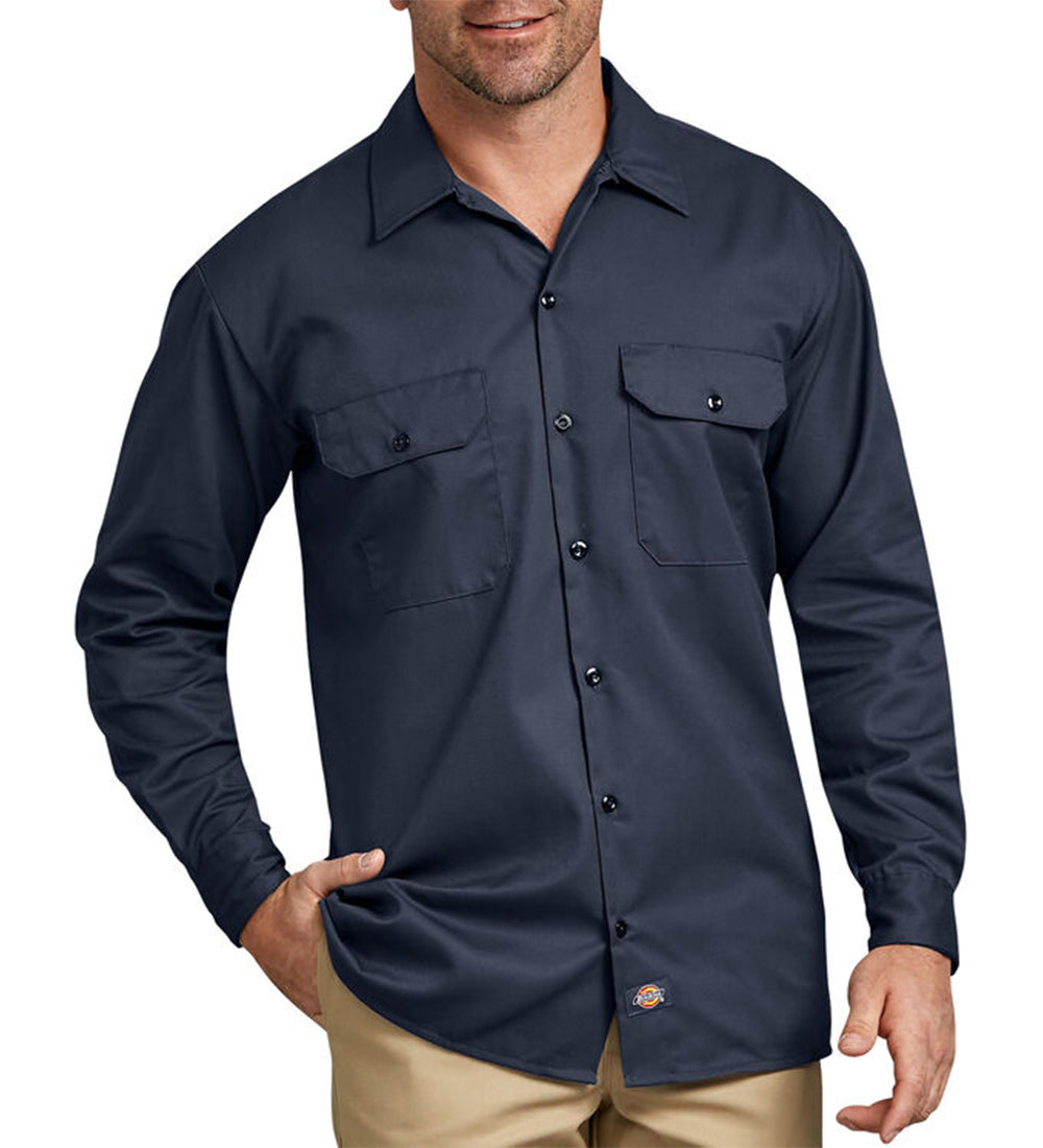 574 L/S Button Front Solid Work Shirt, Dark Navy1